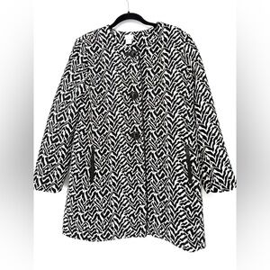 Chico's Black and White Animal Zebra Patterned Jacket Cardigan Size 2 (12/14)